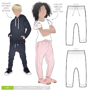Style Arc Sewing Pattern Kids Toby Knit Track Pants Kids Ages 2-8