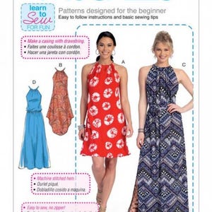 McCalls Sewing Pattern 7405 Women Belts, Dresses Difficulty Beginner, Easy