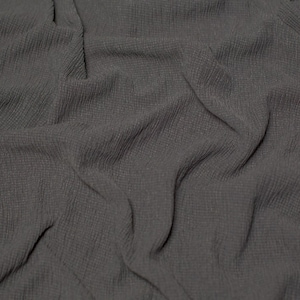 Minerva Core Range Tree Bark Textured Stretch Woven Crepe Fabric - Dark Grey Plain Pattern - Width 140cm / 56&quot; - per metre
