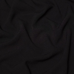 May include: Close-up of a black fabric with a textured surface. The fabric is wrinkled and folded, creating a dramatic and abstract pattern.