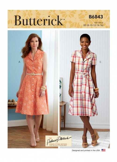 Butterick Sewing Pattern 6843 Women Dresses Difficulty Intermediate