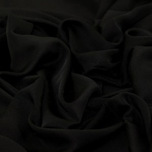Minerva Nida Polyester Crepe Fabric - Black Plain Pattern - Width 172cm / 68" - per metre