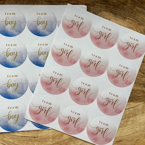 Babyparty Dot Aufkleber im Set - Team Junge, Team Mädchen