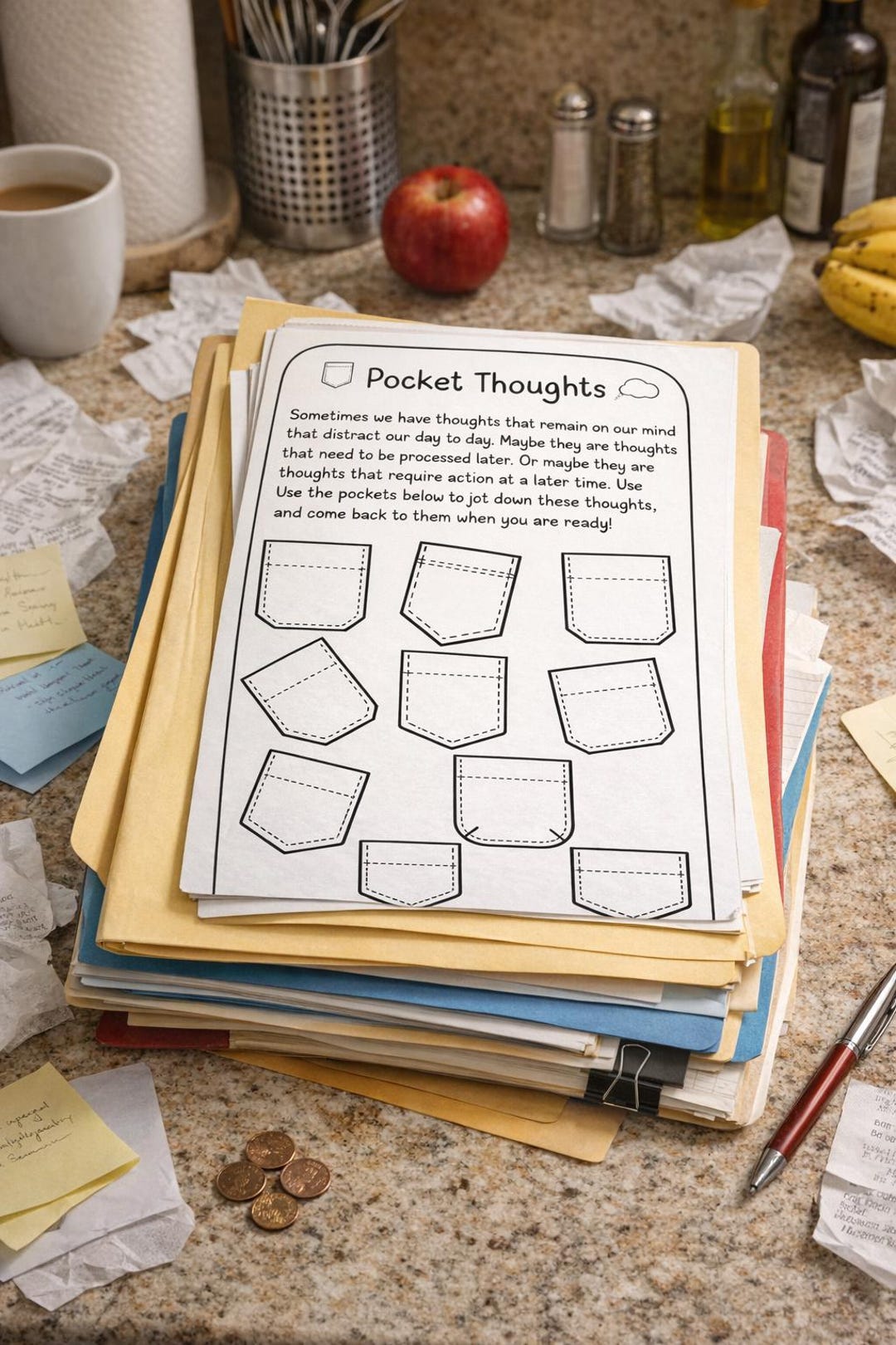 Pocket Thoughts Worksheet - Etsy