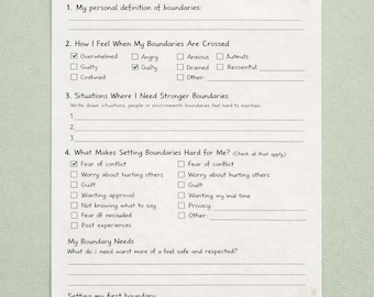 Boundary setting & reflection worksheet