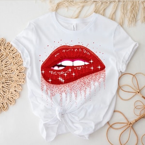 Makeup T-Shirt Red Kiss - T-Shirt - Shirt - Red - Red Lips - Makeup - Beauty - Women&#39;s T-Shirt