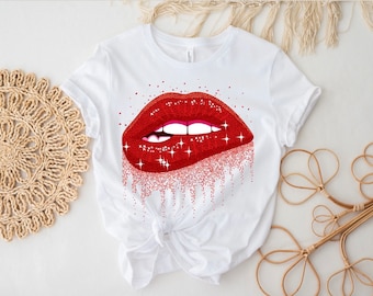 Makeup T-Shirt Red Kiss - T-Shirt - Shirt - Red - Red Lips - Makeup - Beauty - Women&#39;s T-Shirt