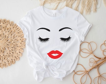 Lashes on Fleek Shirt Red Lips