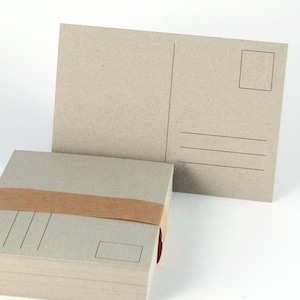 50 postales recicladas de cartón gris rústico, DIN A6 con campo de dirección preimpreso