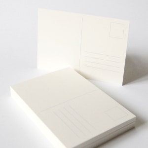 50 altweiße Postkarten DIN A6 mit Postkartenvordruck (Metapaper rough warmwhite 300 g/qm )