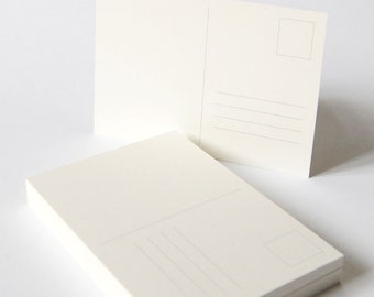 50 altweiße Postkarten DIN A6 mit Postkartenvordruck (Metapaper rough warmwhite 300 g/qm )