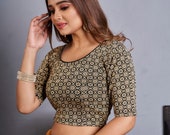 Readymade indian designer black colou party wear saree lehenga sleeves blouse gift for women