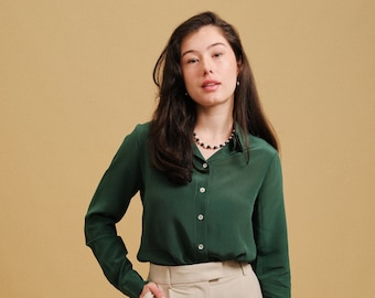 Luxus 100% Maulbeerseide Bluse, elegante Crepe de Chine