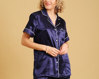 PRIME SILKS Pure Mulberry Silk 22 Momme Pyjama Set Shorts with Pockets