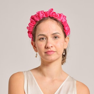 Pure Silk Scrunchie Headband  / Gift for her / Raspberry / Blue / Light Gold