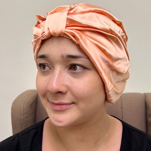 Pure Mulberry Silk Turban Double Layer 22 Momme / Sleeping Cap / Plum / Raspberry / Blue / Orange/ Rose Gold image 5