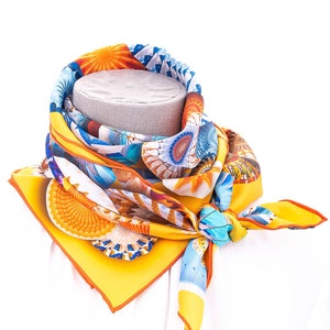 100% Silk Twill Scarf Square 86cm with Gift Box, Hand-Rolled Edges,  Mother /Girlfriend /Birthday /Christmas /Valentine's Day Gift