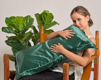 22 Momme Maulbeerseide Kissenbezug mit Paspel & Klappe, Queen Size, Reine Naturseide