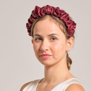 Pure Silk Scrunchie Headband  / Gift for her / blue / rose gold / burgundy / Plum
