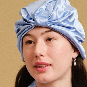 Pure Mulberry Silk Turban Double Layer 22 Momme / Sleeping Cap / Plum / Raspberry / Blue / Orange/ Rose Gold image 4