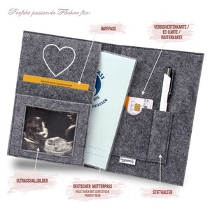 Mutterpass-Hülle Aus Filz – Robust & Praktisch Mit 5 Fächern Für Ultraschallbilder, Impfpass & Mehr | Geschenk Für Schwangere