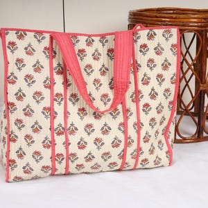 Hoch Gesteppte Siebdruck Stoff Baumwolle Gesteppte Tragetaschen Mit Top Griff Schultertasche Damen Accessoires Shopping Casual Taschen