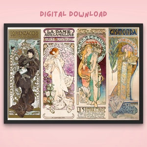 Alphonse Maria Mucha – Sarah Bernhardt series | 1890s Art Nouveau wall art | Digital Download Print | A4, A3, A2, A1