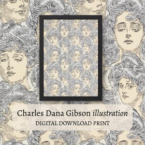 Charles Dana Gibson – Bachelor&#39;s Wall Paper (1902) | Digital Download Print | American art | A4, A3, A2, A1