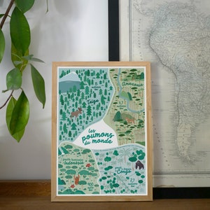 Poster giocoso foresta del mondo, poster geografia bambino