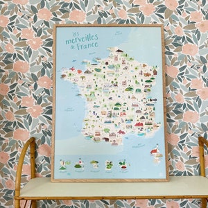Carte France affiche pédagogique enfant illustrée merveilles image 5