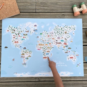 Pädagogische Weltkarte, Planisphäre, Geographie, Naturlernen
