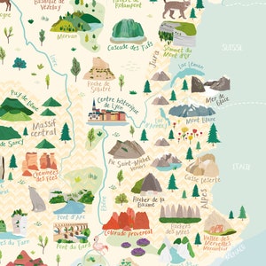 Carte France affiche pédagogique enfant illustrée merveilles image 3