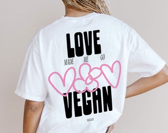 Vegan and proud LGBTIQ+ shirt, subtle pride celebration outfit idea, love veganism, non-binary bisexual gender neutral oversized tee