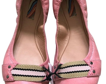 Pink BALLERINA Style Leather Flat SHOES For Women - VINTAGE Paul Smith Classic Design Shoes