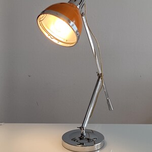 Vintage Seylumiere Cynthia Desk Lamp Orange Chrome Space Age 1970s Articulated French Design Table Light Mint Condition