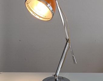 Vintage Seylumiere Cynthia Desk Lamp Orange Chrome Space Age 1970s
