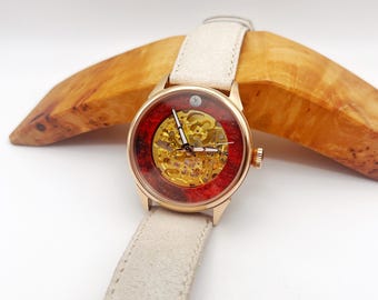 Exclusive handmade watch DK Fanta - ,,Stabilized Red"