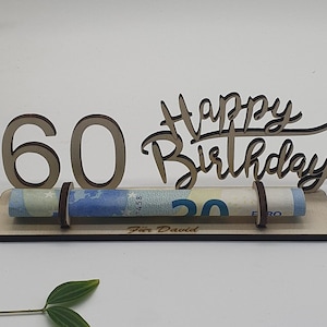 Geldgeschenk zum Geburtstag | Geschenkidee Happy Birthday | aus Holz personalisiert