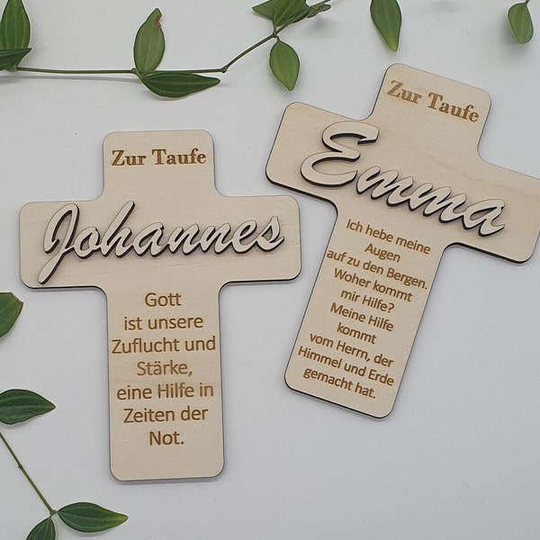 Personalisierbares Taufkreuz aus Holz | Taufe | Personalisiert