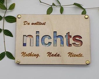 Geldgeschenk | Geschenkkarte | zum verschenken mit "nichts" Platten | du wolltest nichts | Nothing Nada Niente