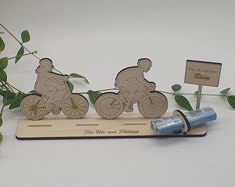 Geldgeschenk für Farradfahrer | Frau und Mann | Personalisierte Geschenkidee aus Holz | zum verschenken von Geld für jeden Anlass