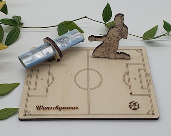 Presente em dinheiro em formato de campo de futebol | para jogadores de futebol | ideia de presente para dar dinheiro | futebol, campo de futebol