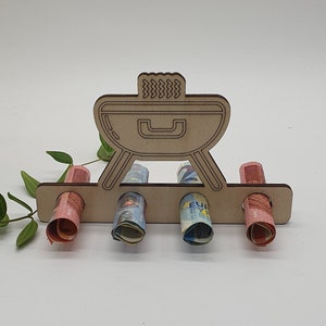 Geldgeschenk aus Holz | Geldscheinehalter | zum Verschenken an Geburtstagen | Geschenkidee | Geld verschenken | Grill, Fahrrad, Sparschwein