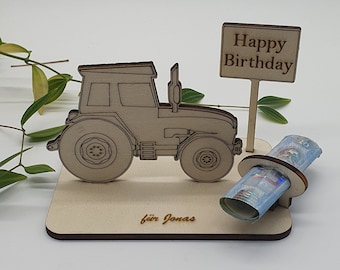 Cash gift tractor / tractor to give away banknotes for various occasions | Farmer, farmer, banknote holder gift idea