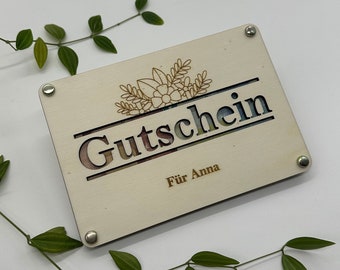 Personalisierbarer Gutschein aus Holz | Geschenkidee zum verschenken von Geld oder Gutscheinen | Personalisiert nach Ihren Wünschen