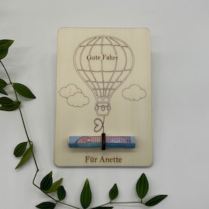 Idea de regalo en globo aerostático personalizada hecha de madera | Bono paseo en globo aerostático | regalar | Idea de regalo paseo en globo