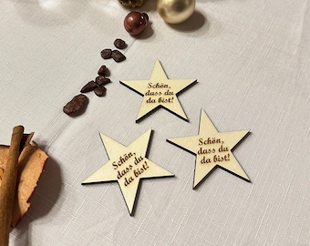 Scatter decoration stars | Nice that you're here! | Wooden stars as table decorations for parties