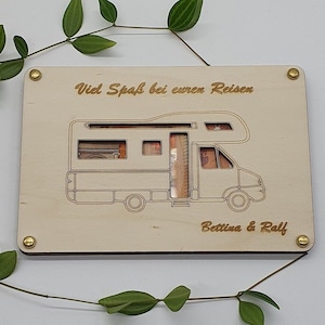 Money gift with a mobile home as a motif | Wooden note holder | mobile home | to give away | gift idea | Customizable