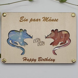 Geldgeschenk | Geschenkkarte | Geld verschenken | Mit Mäusen | Holzgeschenk | "Ein paar Mäuse" | Geld verschenken | Geschenkidee