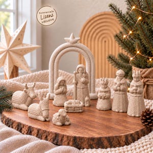 Presepe lavorato a maglia STL e 3MF | Licenza commerciale inclusa – Decorazione natalizia con arco per stampa 3D, 15 cm, 10 pezzi